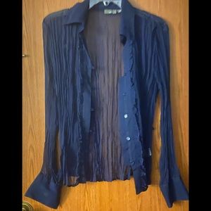 Apt.9 navy blue sheer shirt button up size M